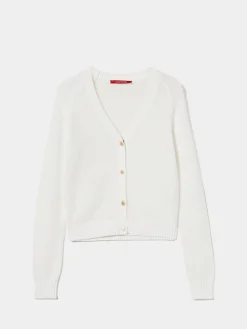 Casaco de malha com botões em contraste