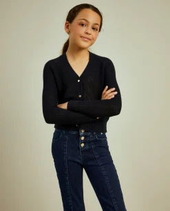 Casaco de malha com botões em contraste