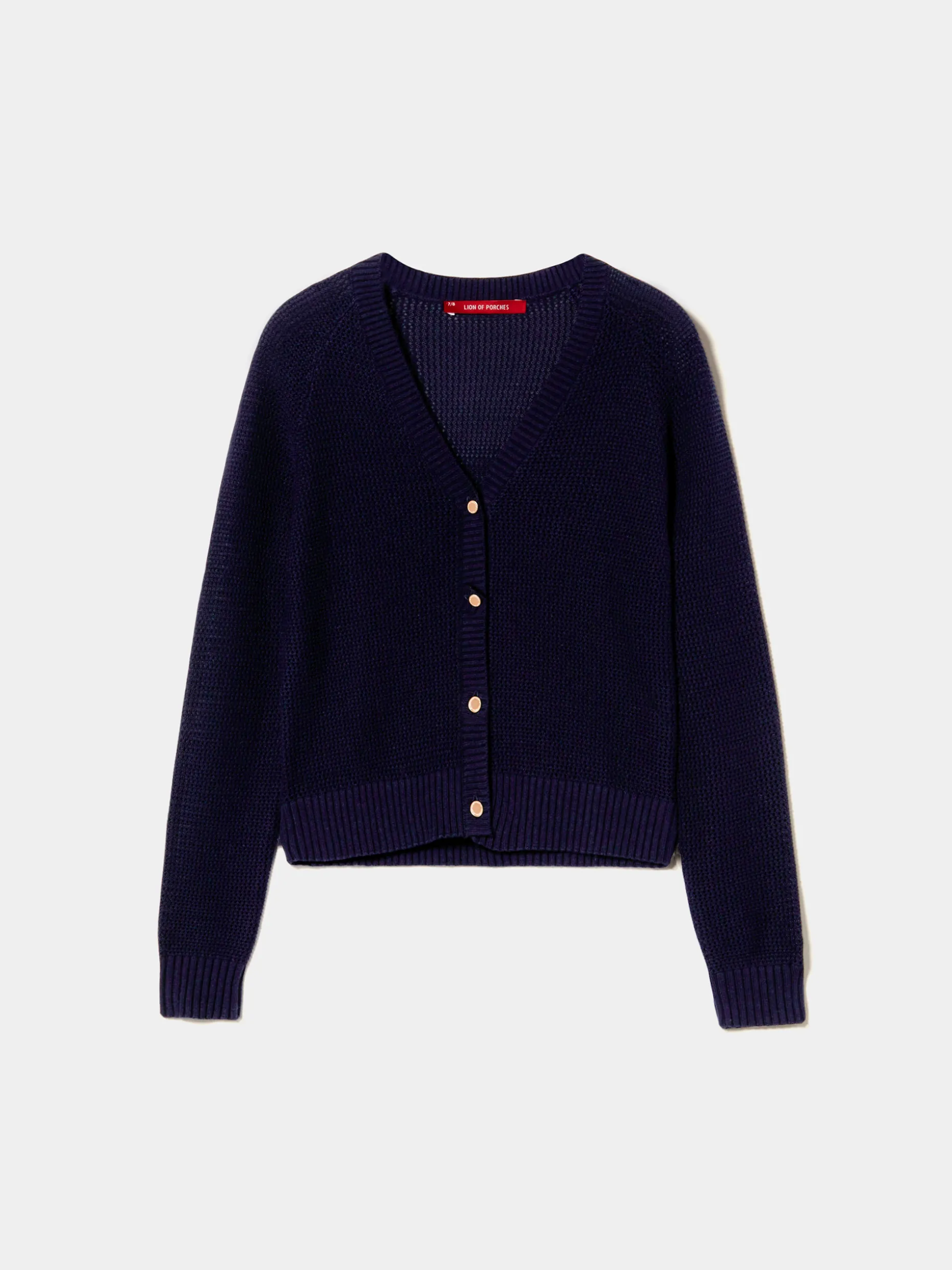 Casaco de malha com botões em contraste