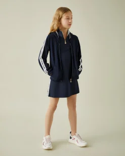 Casaco de malha com capuz e fitas laterais