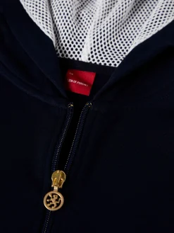 Casaco de malha com capuz e fitas laterais