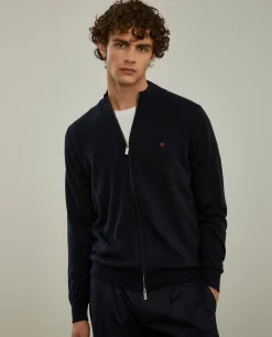 Casaco de malha com fecho em algodão