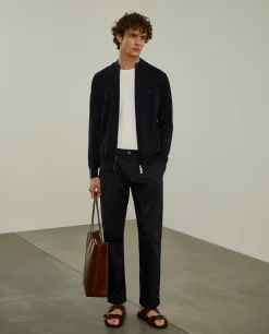 Casaco de malha com fecho em algodão