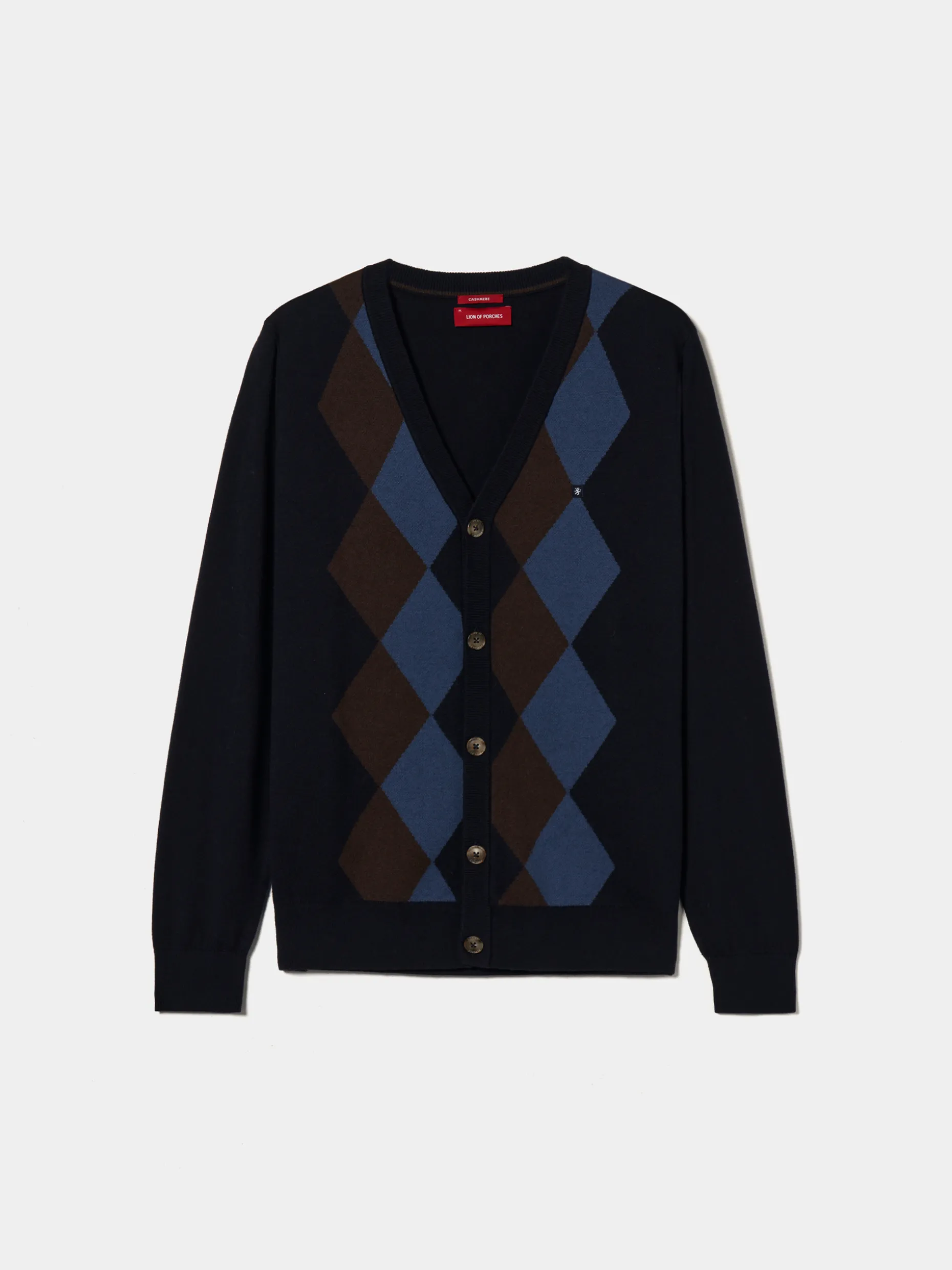 Casaco de malha com losangos em algodão e caxemira