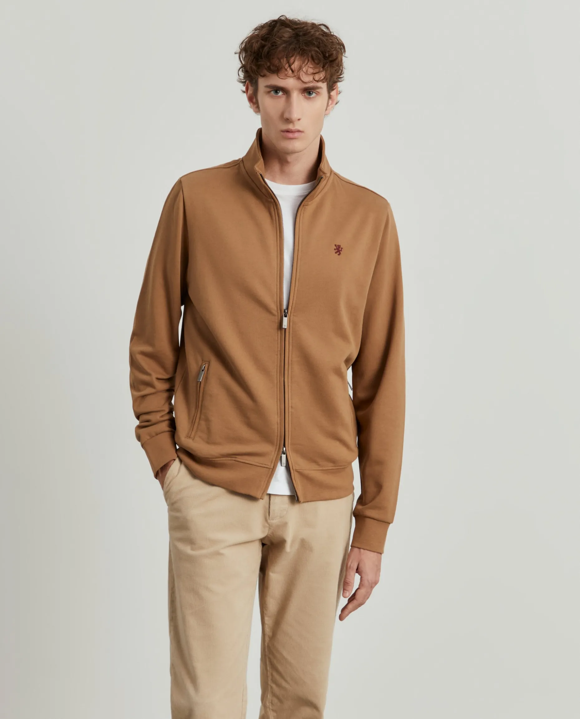 Casaco de malha em algodão gola alta