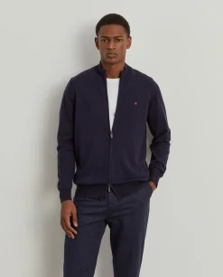 Casaco de malha em lã com fecho