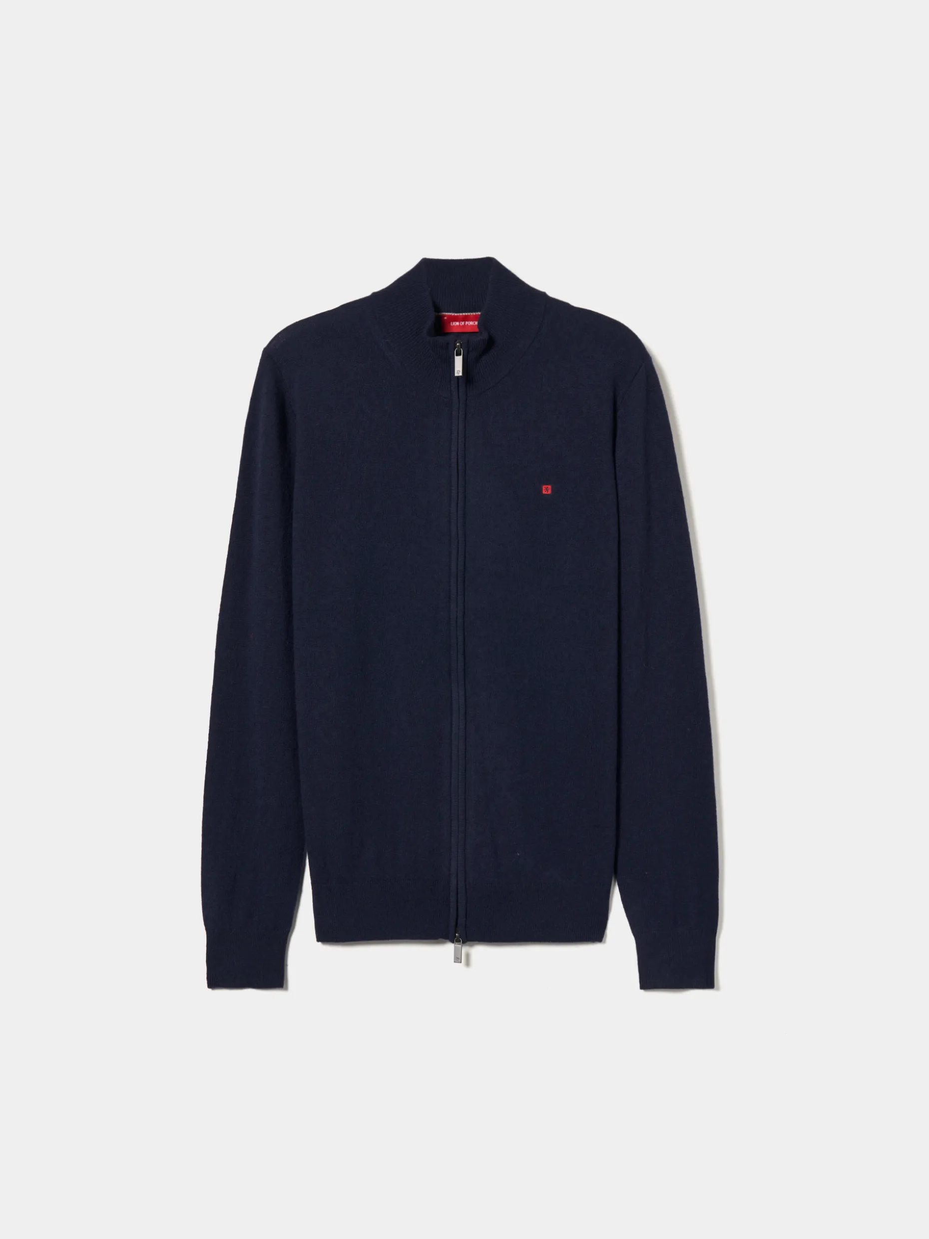 Casaco de malha em lã com fecho