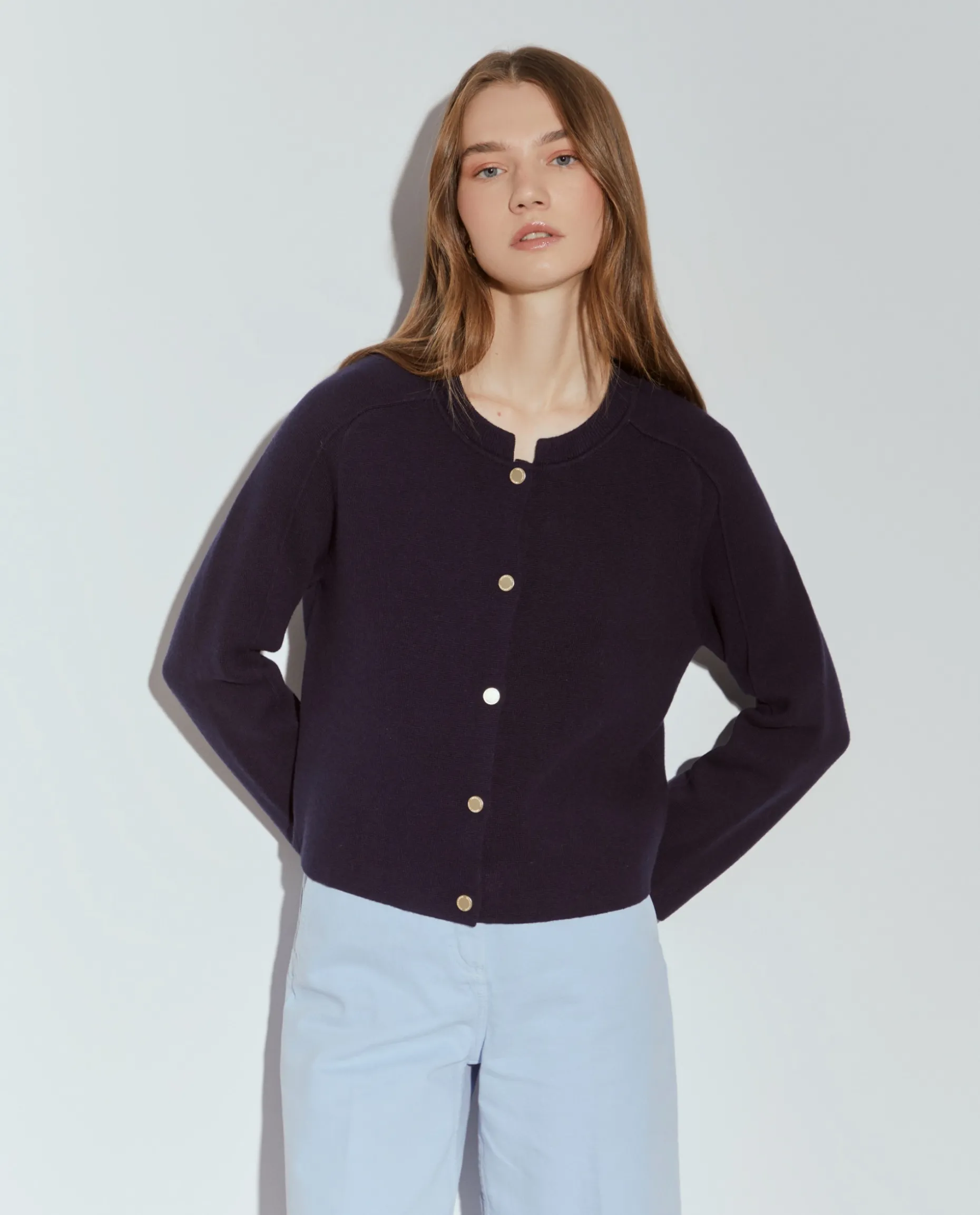 Casaco de malha em lã com molas