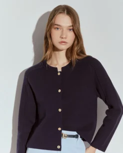 Casaco de malha em lã com molas