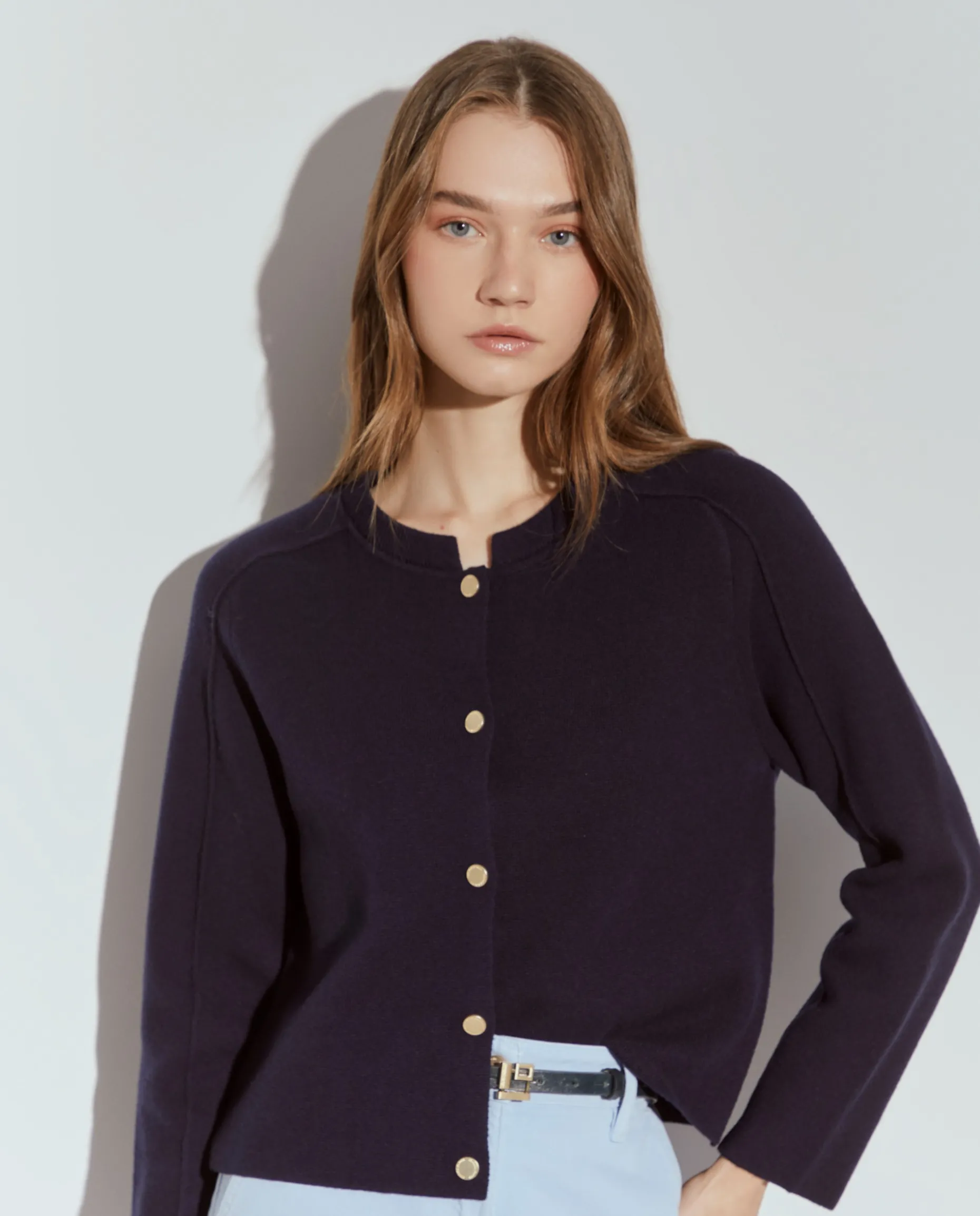 Casaco de malha em lã com molas