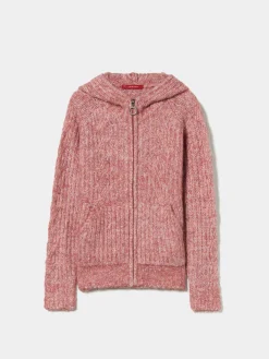 Casaco de malha tricotada com capuz