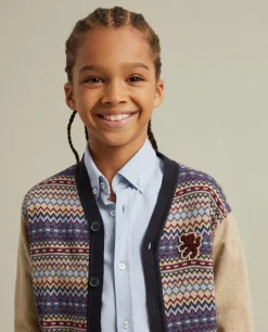 Casaco malha estampado em algodão e caxemira