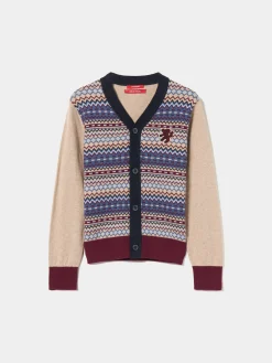 Casaco malha estampado em algodão e caxemira