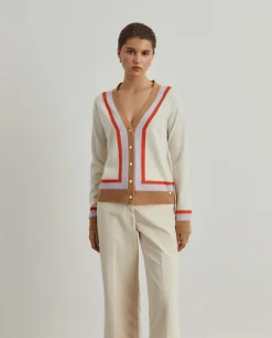 Casaco malha às riscas em lã