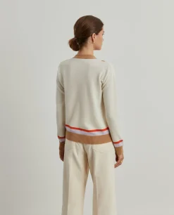 Casaco malha às riscas em lã