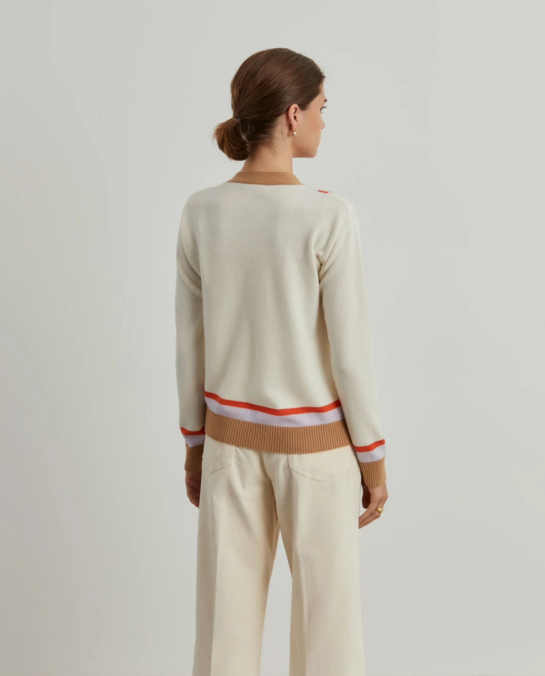 Casaco malha às riscas em lã