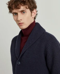 Casaco malha tricotada mistura de lã