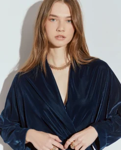 Casaco veludo com cinto