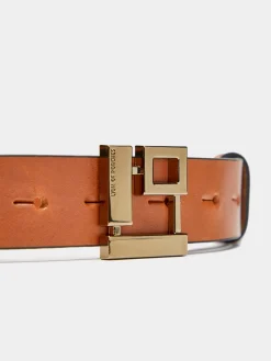 Cinto de pele com fivela monograma