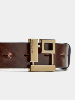 Cinto de pele com fivela monograma