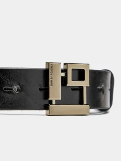 Cinto de pele com fivela monograma