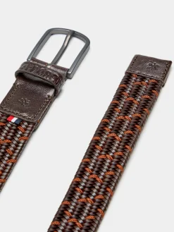 Cinto elástico entrançado em pele