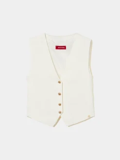 Colete 100% linho com botões brasão dourados