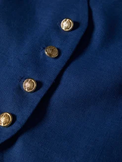 Colete 100% linho com botões brasão dourados