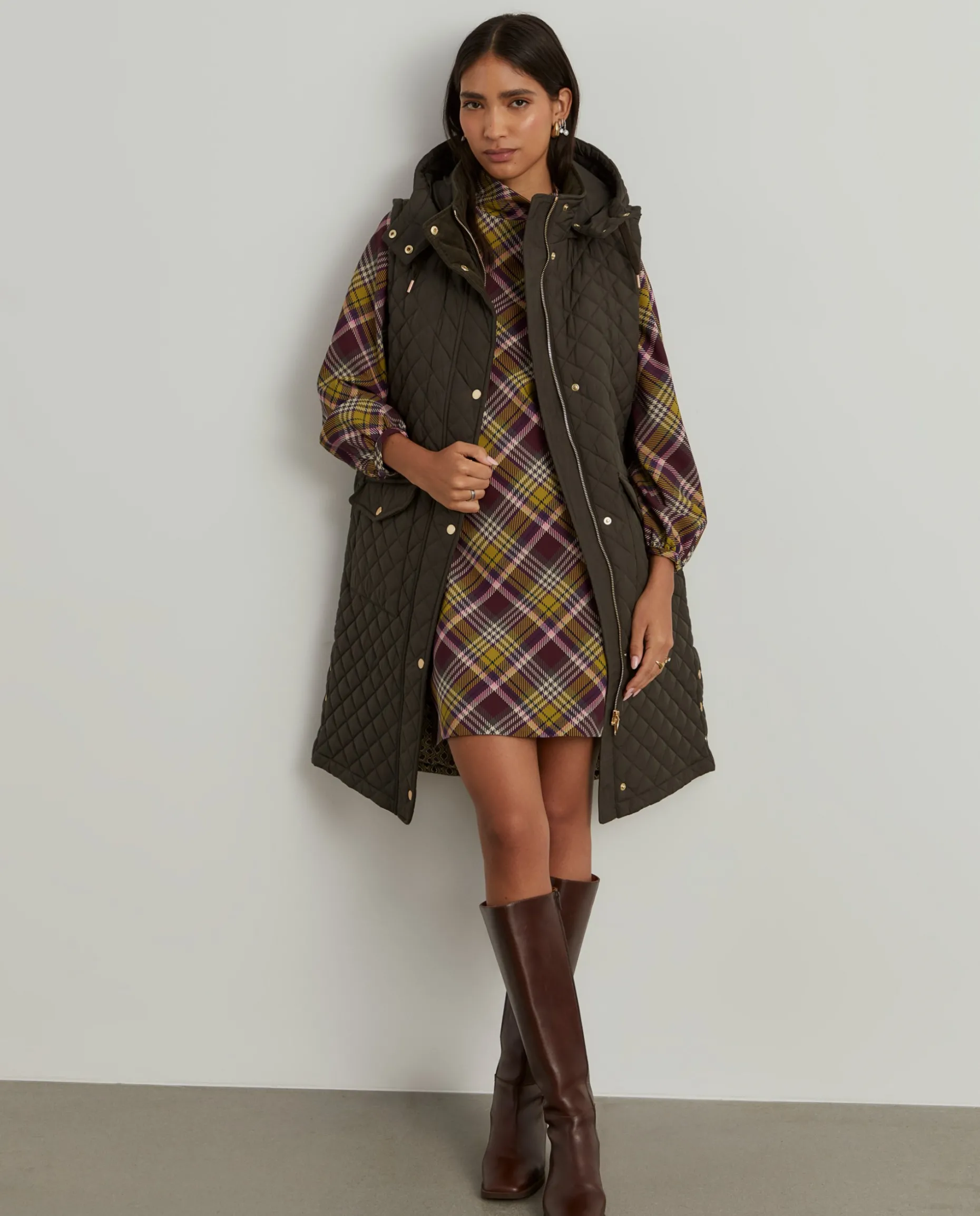 Colete comprido acolchoado