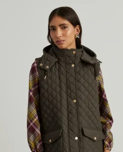 Colete comprido acolchoado