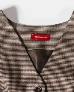 Colete curto pied de poule com bolsos