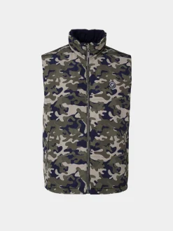Colete reversível com padrão tropa e bolsos