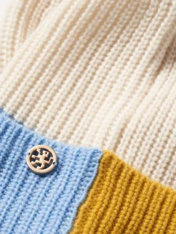 Gorro canelado tricolor com lã e caxemira