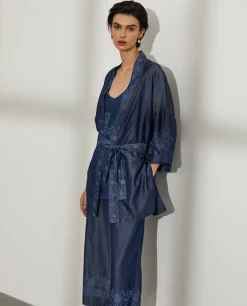 Kimono para mulher em lyocell estampado com cinto