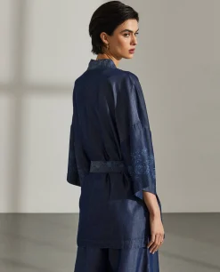 Kimono para mulher em lyocell estampado com cinto