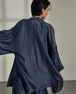 Kimono para mulher em lyocell estampado com cinto