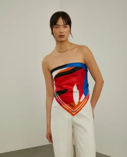 Lenço de seda estampado mulher