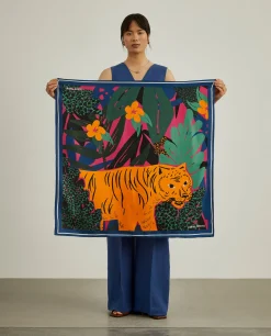 Lenço de seda padrão selva