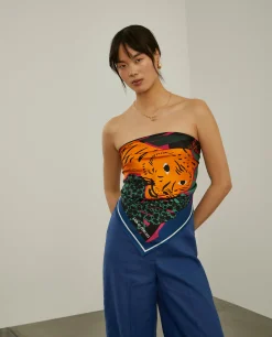 Lenço de seda padrão selva