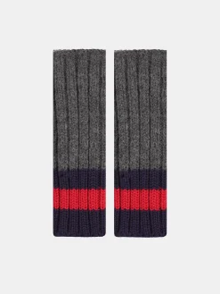 Luvas com lã e detalhe de punhos tricolores