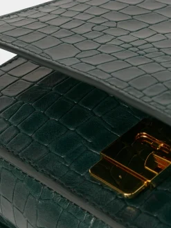 Mala a tiracolo em pele gravada