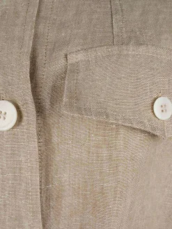 Overshirt para mulher de linho com cinto e bolsos