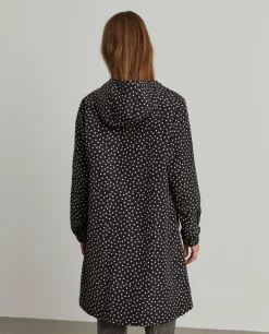 Parka comprida polka dots com capuz