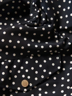 Parka comprida polka dots com capuz