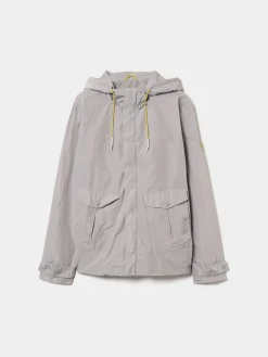 Parka para homem em tecido técnico com capuz e bolsos