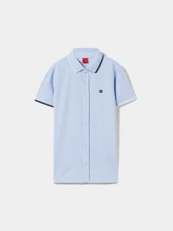 Polo camisa malha piqué com riscas