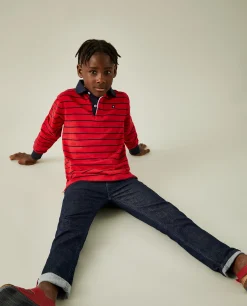 Polo de manga comprida às riscas