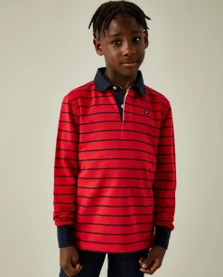 Polo de manga comprida às riscas