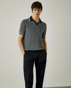 Polo de manga curta bicolor