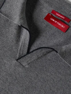 Polo manga comprida em algodão e caxemira